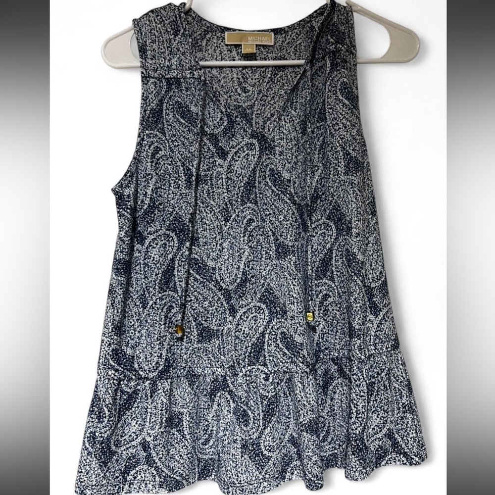 Michael Kors Blue Paisley Sleeveless Blouse